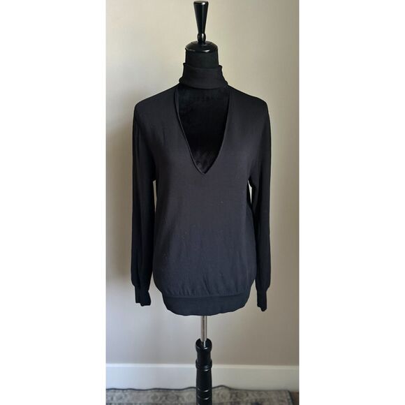 BAILEY 44 Women's Cut Black Eye Splice Choker Long Sleeve Sweatshirt Size Small - Picture 1 of 9